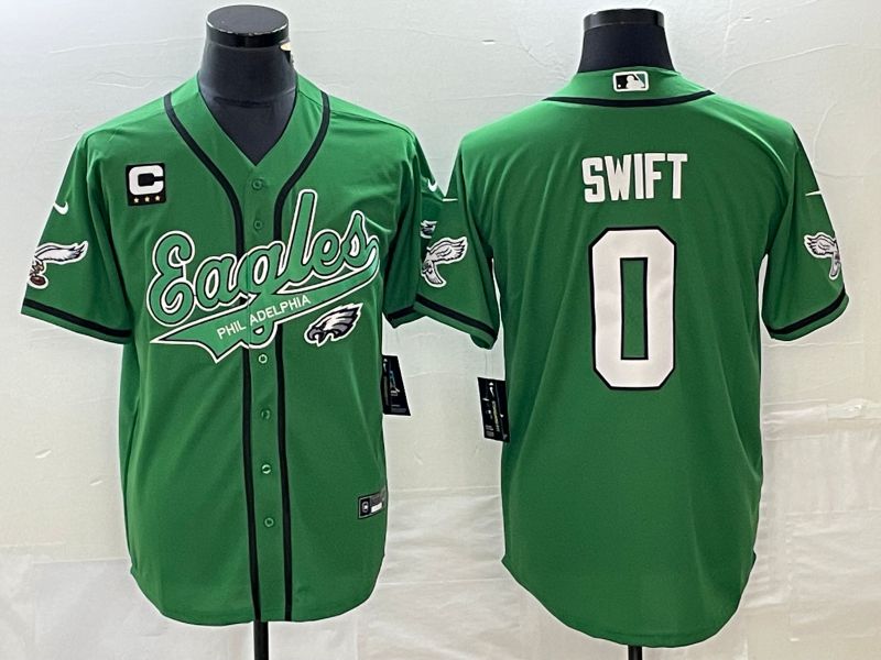 Men Philadelphia Eagles #0 Swift Green Co Branding Game NFL Jersey style 4